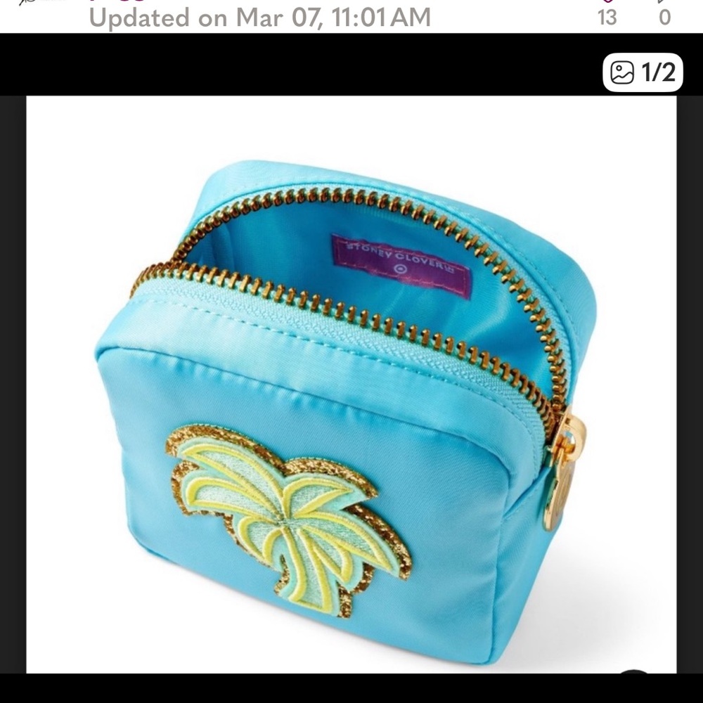 Stoney Clover Lane Blue Pouch with Gold Zipper